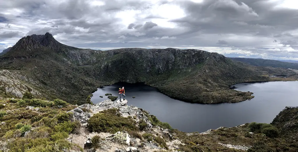 Overlooking Dove Lake from the slopes above