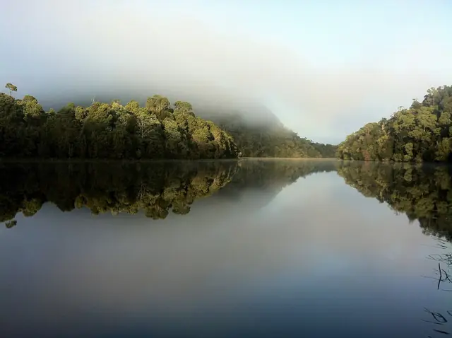 Early morning reflections on the Pieman River, Arthur-Pieman Conservation Area