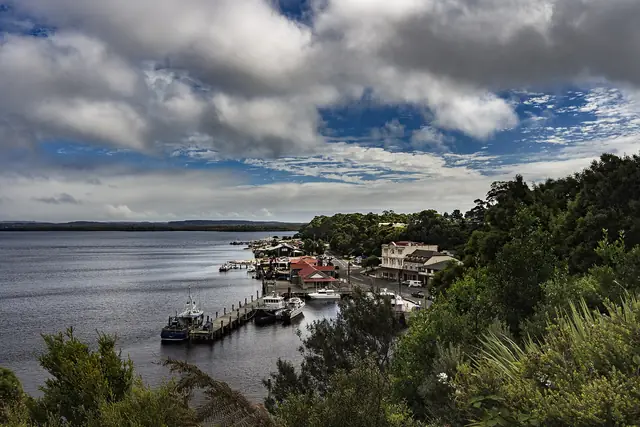 Strahan waterfront on Macquarie Harbour