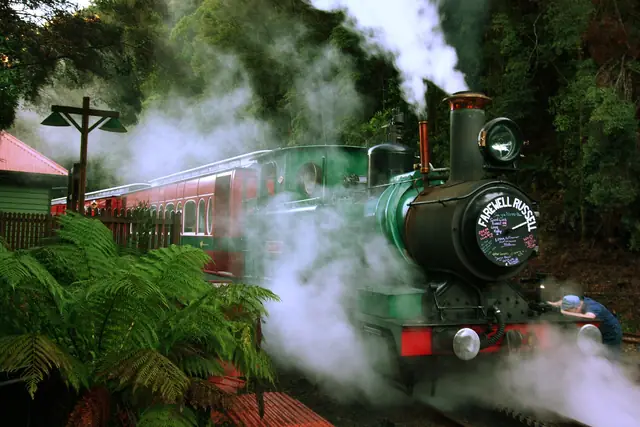 A train on the West Coast Wilderness Railway